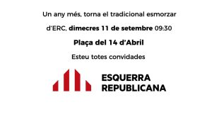 ERC Sant Quirze us convida al tradicional esmorzar de l’Onze de Setembre