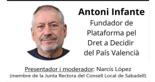 Sabadell acollirà el debat “3 Repúbliques – 1 Confederació” amb Antoni Infante